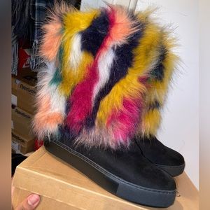 Multicolor Fur Boots